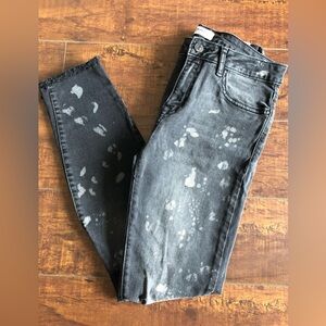 FOREVER 21 DENIM WASHED OUT BLACK JEANS SPLATTERED ACCENT DISTRESS 27